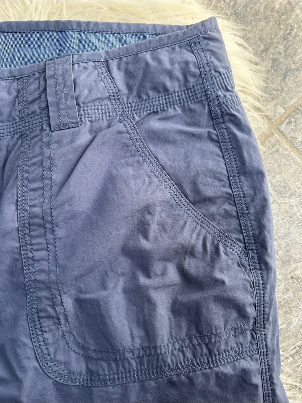 Casual Blue Cropped & Cuffed Lightweight Cargo Pants